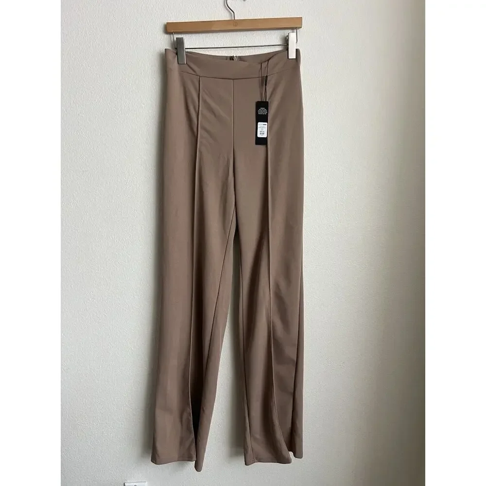 Fashion Nova victoria high waisted dress pants taupe Size XL NEW WOMENS - Picture 2 of 8
